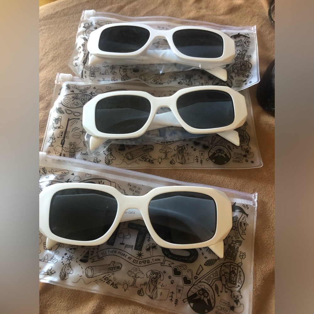Kits White Rectangular Sunglasses - Set of 3